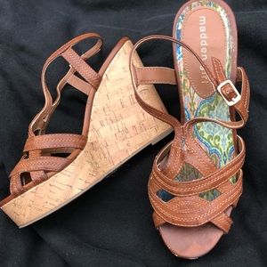 Madden girl brown cork wedges